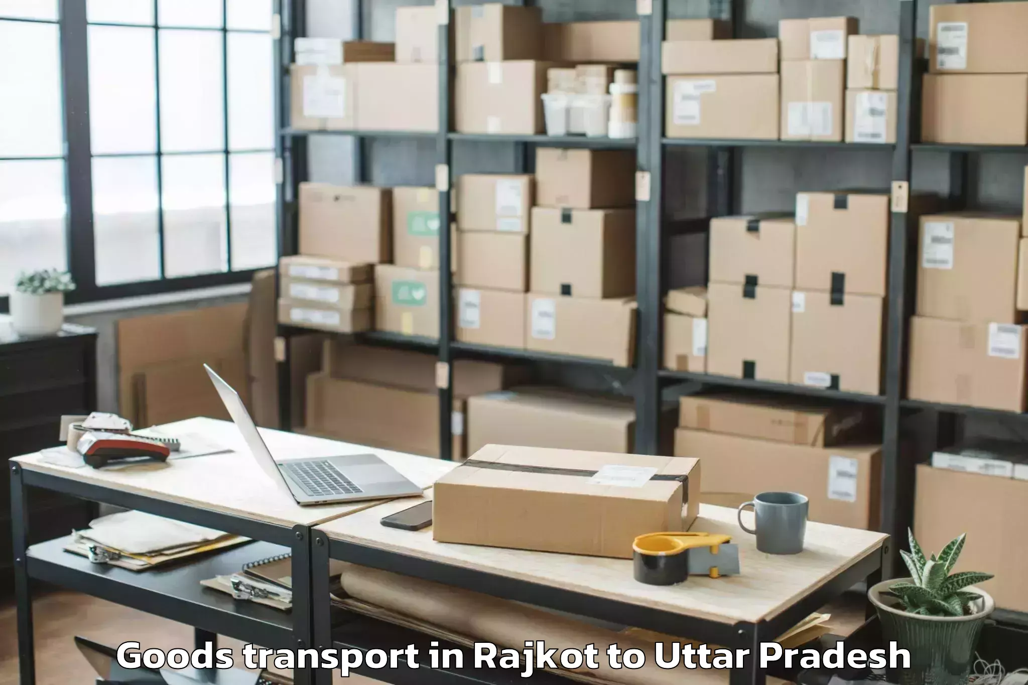 Professional Rajkot to Jalaun Goods Transport